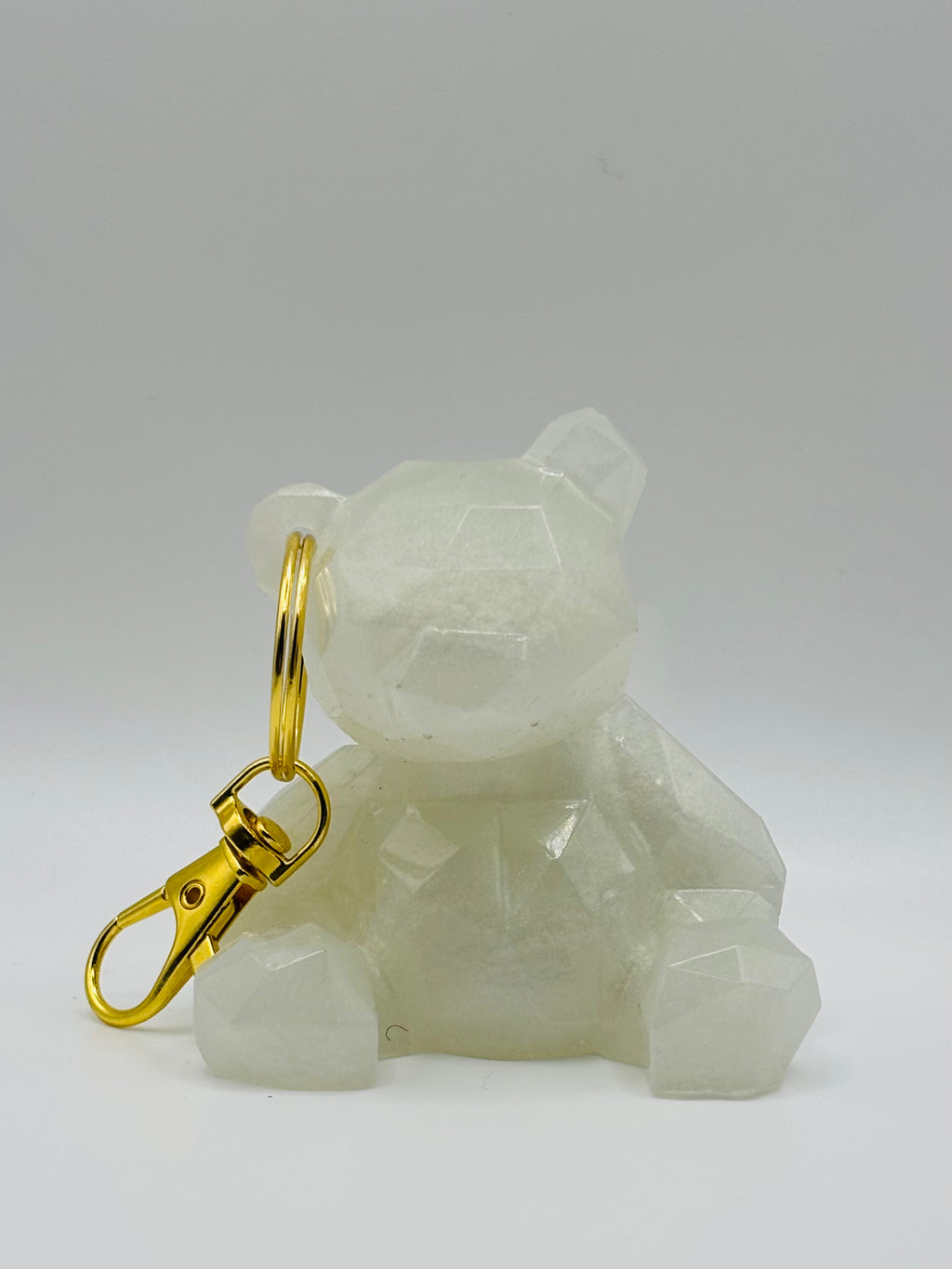 UNIQUE 3-Inch Handmade white Crystal Bear Keychain – Frosted Glow