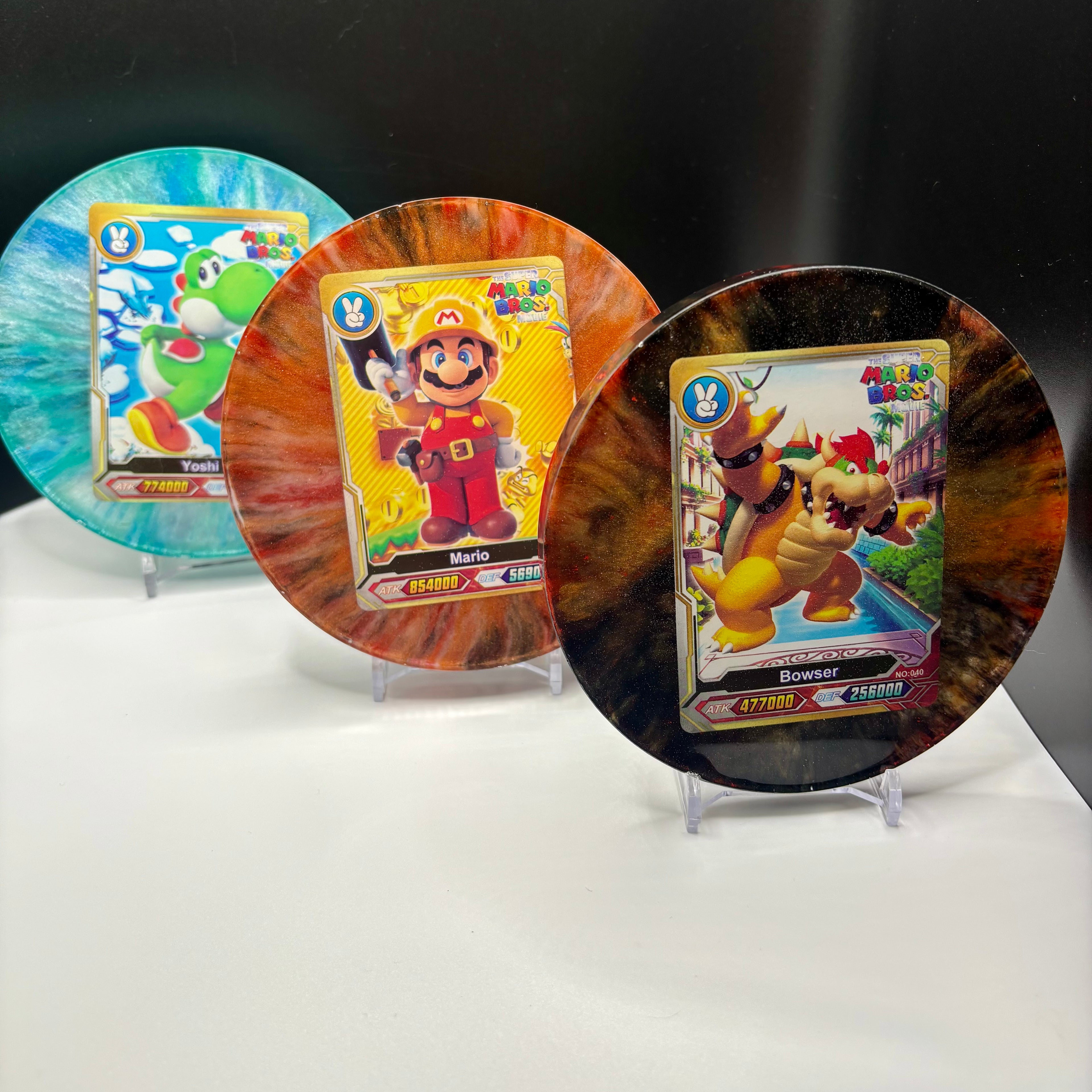 Mario Bros Coasters: Handmade Resin Nintendo Drink Coasters (Set of 3)