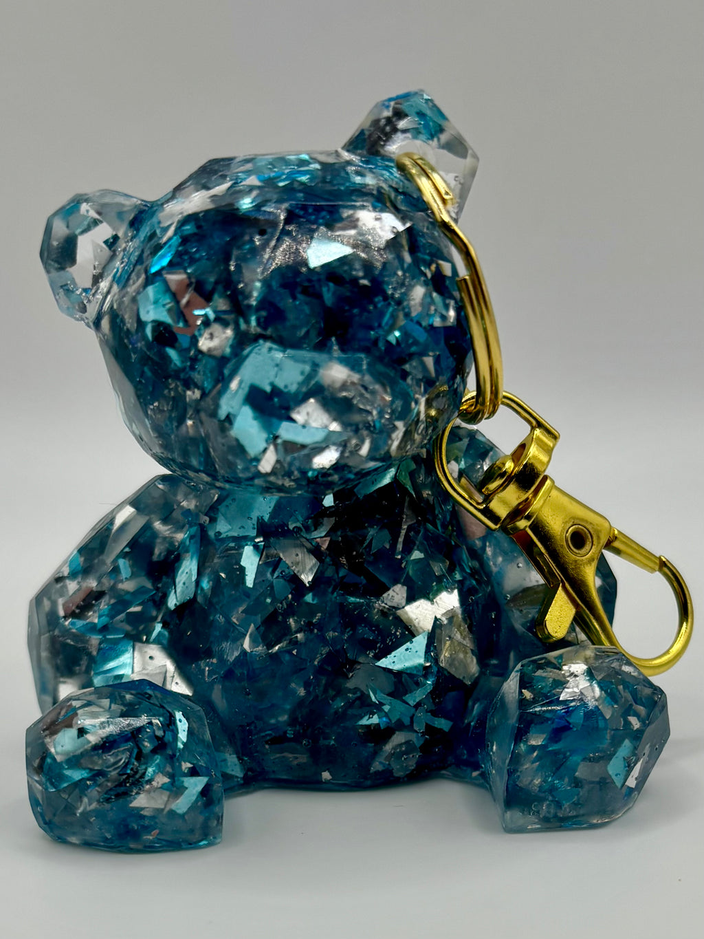 UNIQUE 3-Inch Handmade Crystal Bear Keychain – Blue Ice Glow