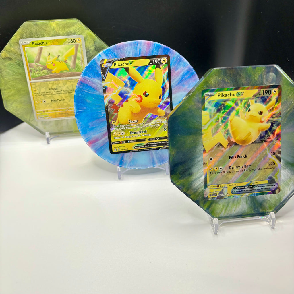 Pikachu Resin Coasters: Handmade Pokémon Card Drink Coasters (Set of 3)
