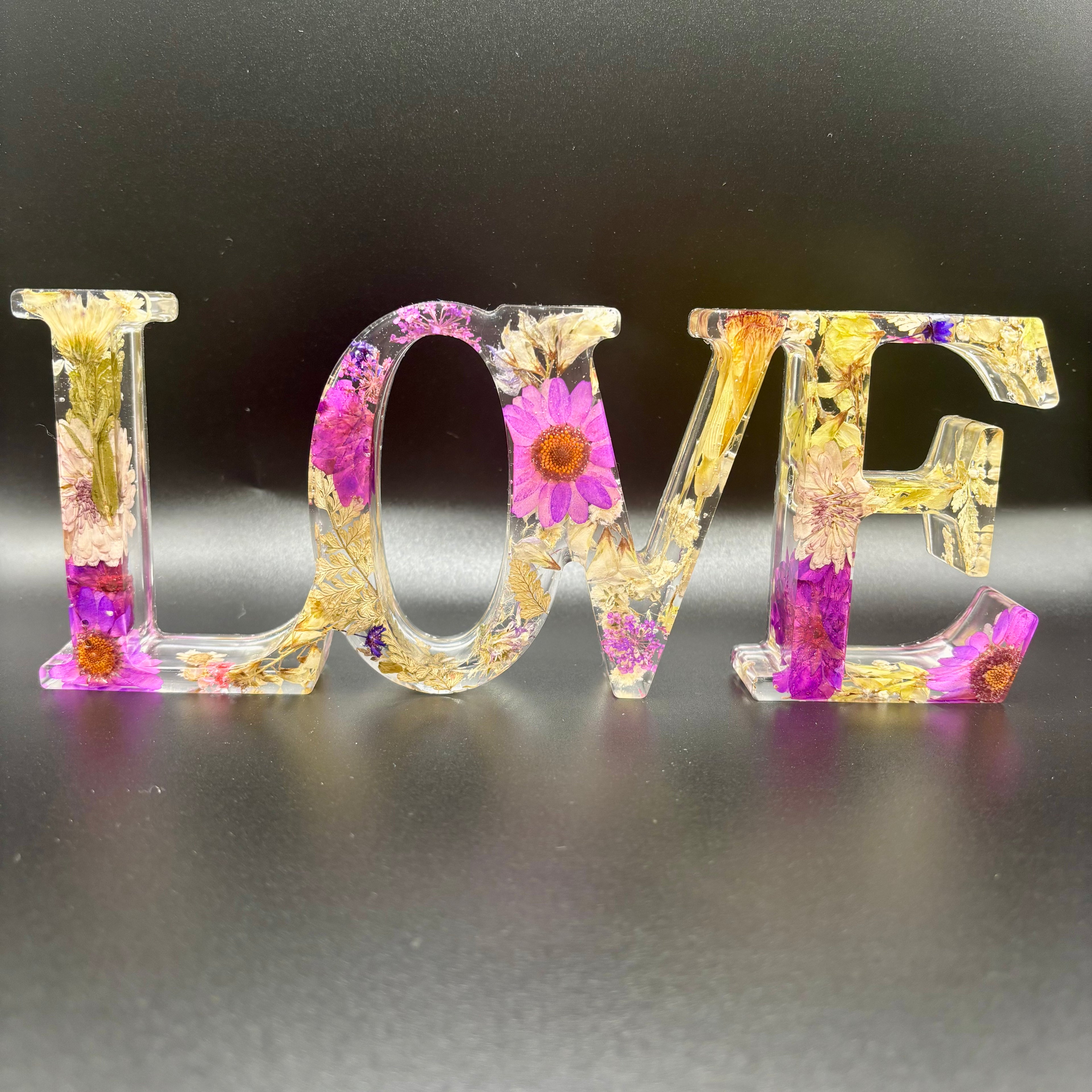 LOVE Sign - Real Purple dried Flowers