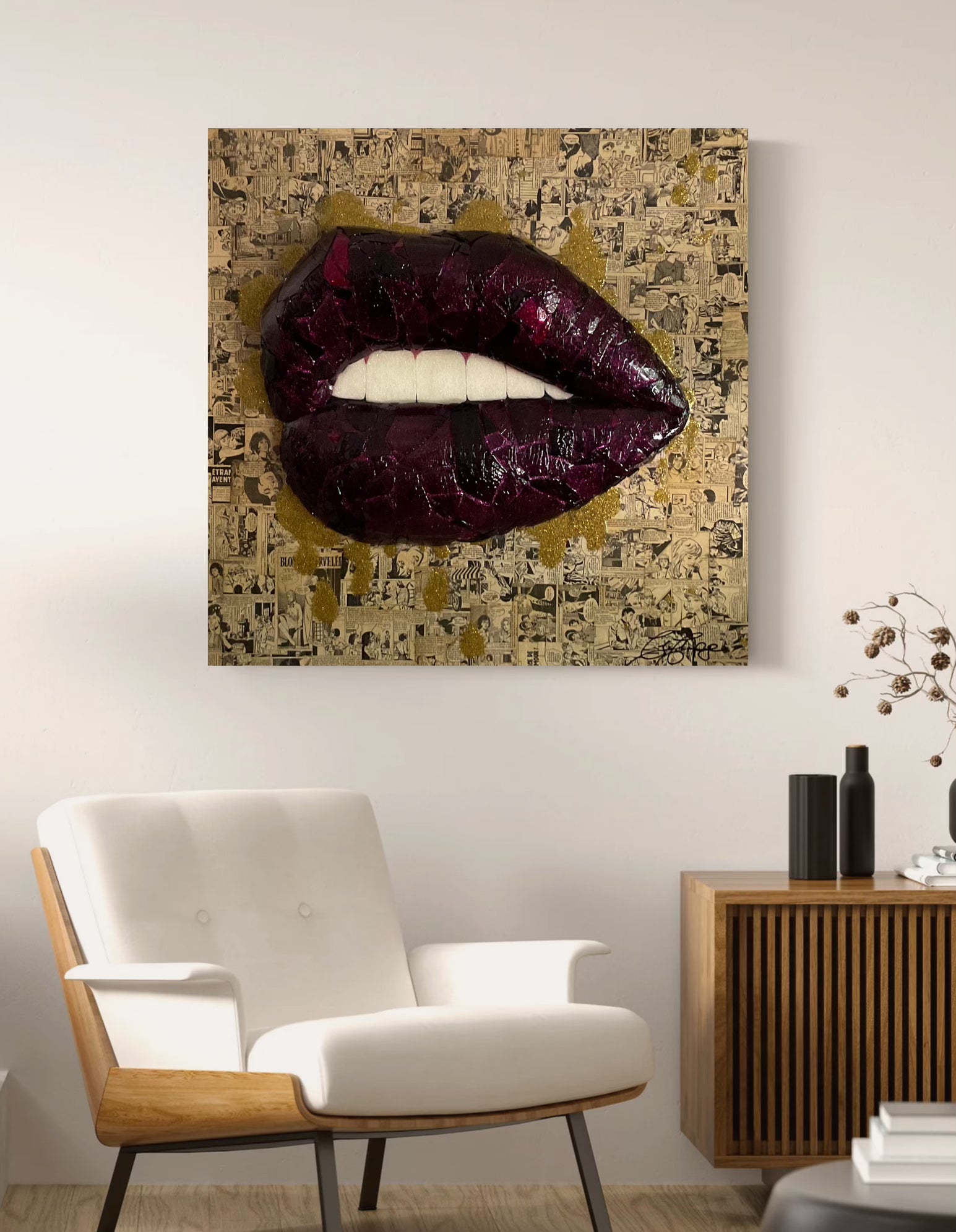 Jolene 36x36 Canvas: Original Purple Lips Pop Art