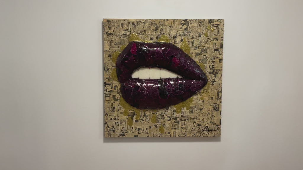 Jolene 36x36 Canvas: Original Purple Lips Pop Art