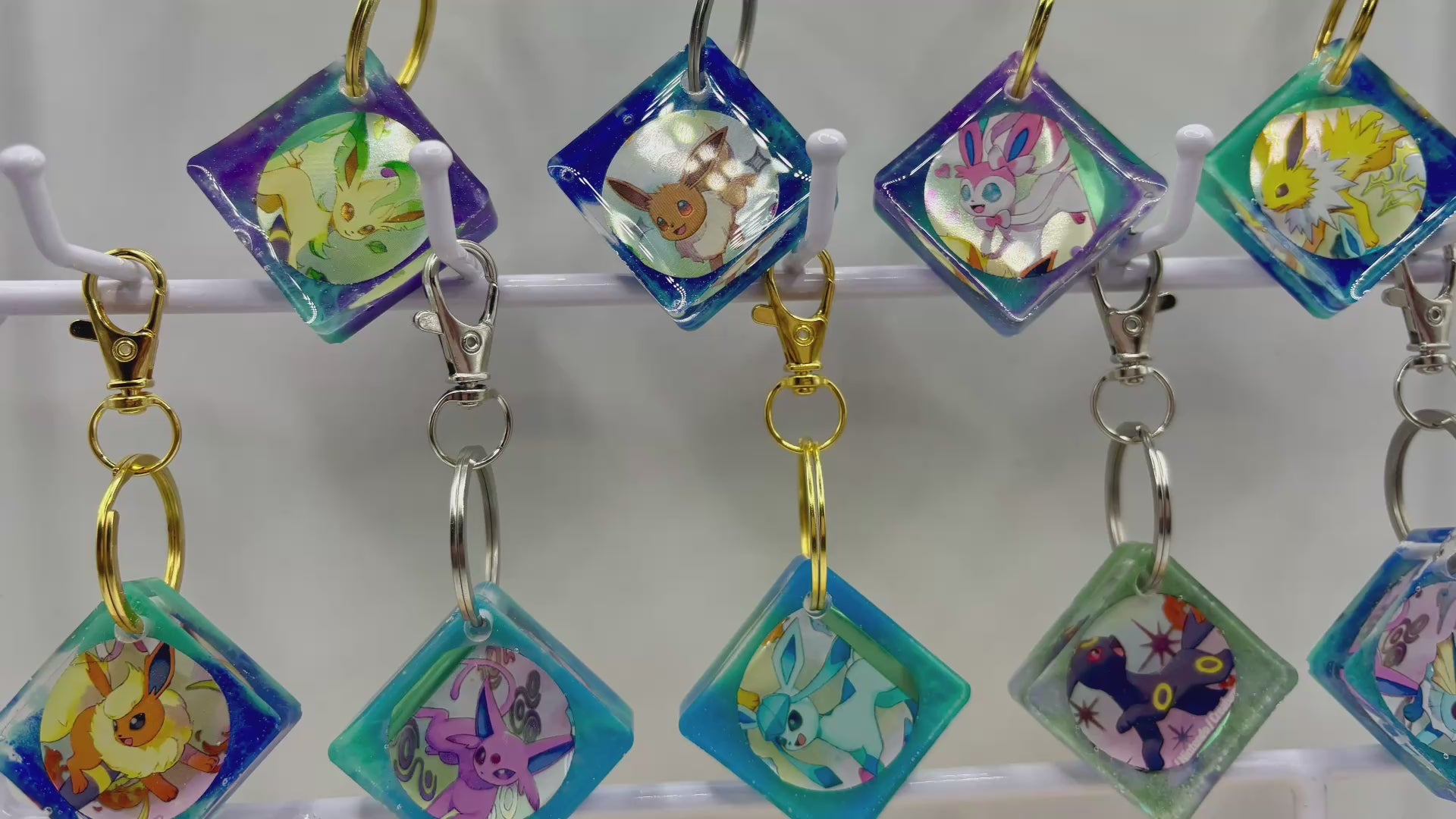 Handmade Eevee & all 8 Eeveelutions keychain