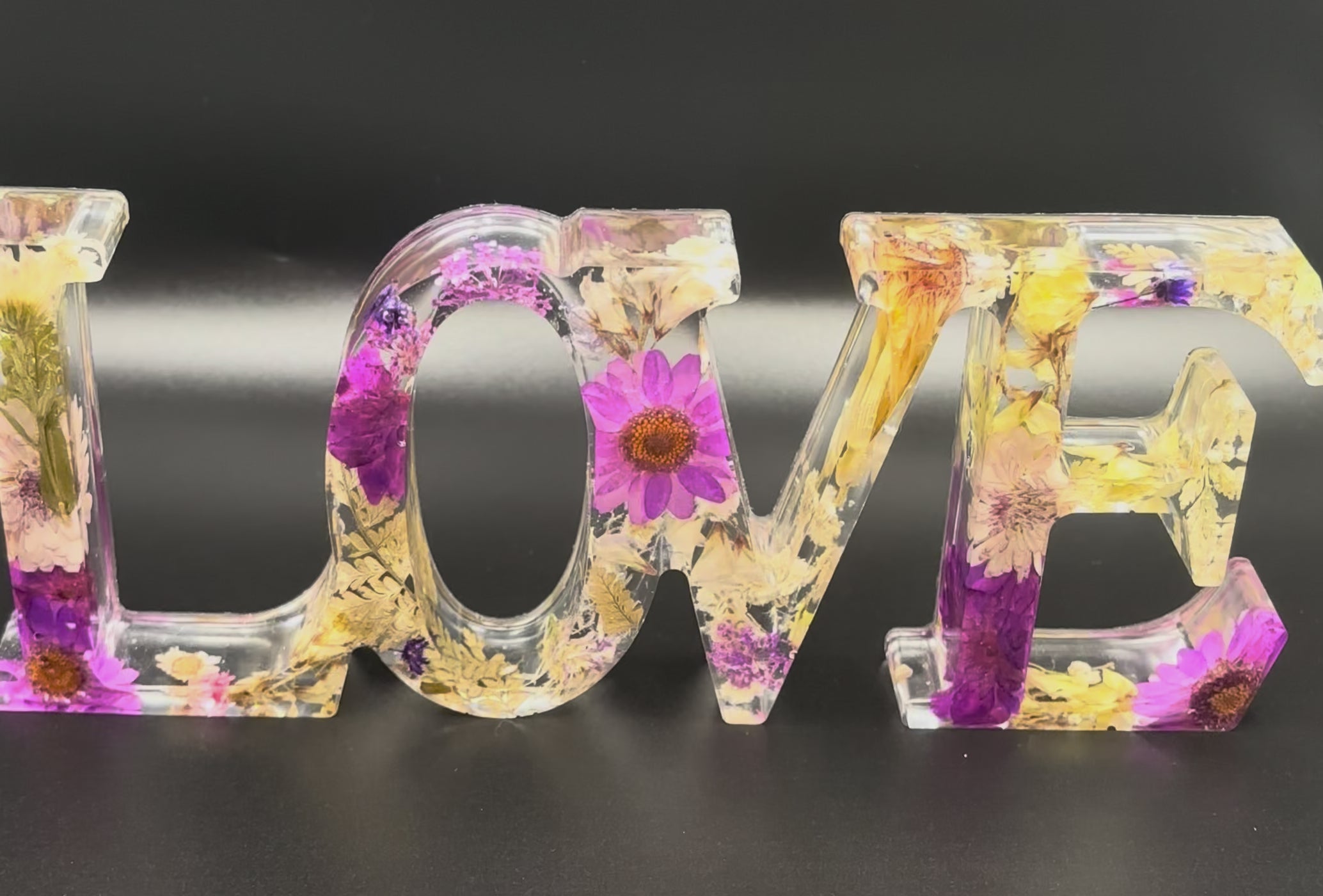 LOVE Sign - Real Purple dried Flowers