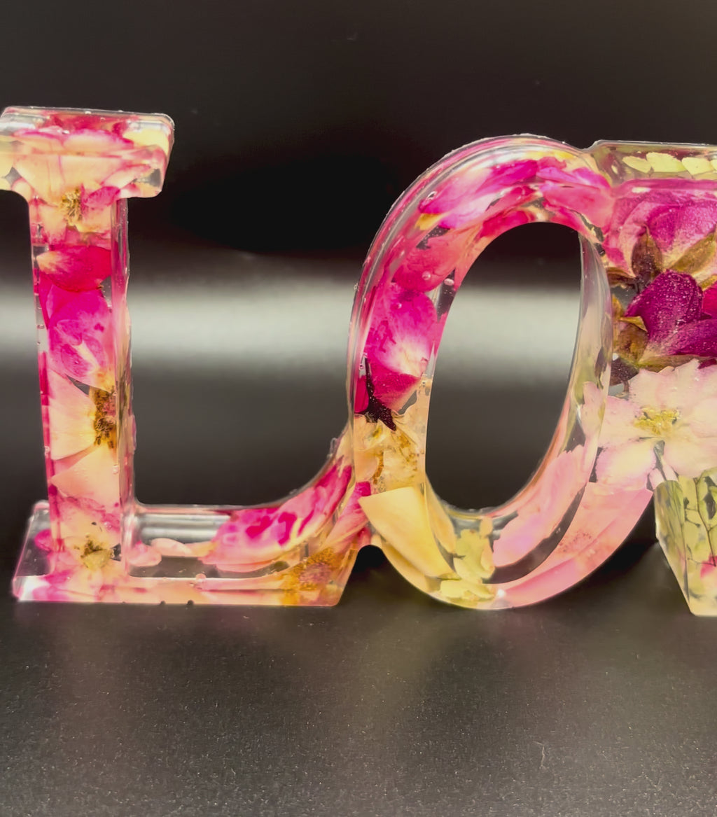 LOVE Sign - Real Red dried Flowers