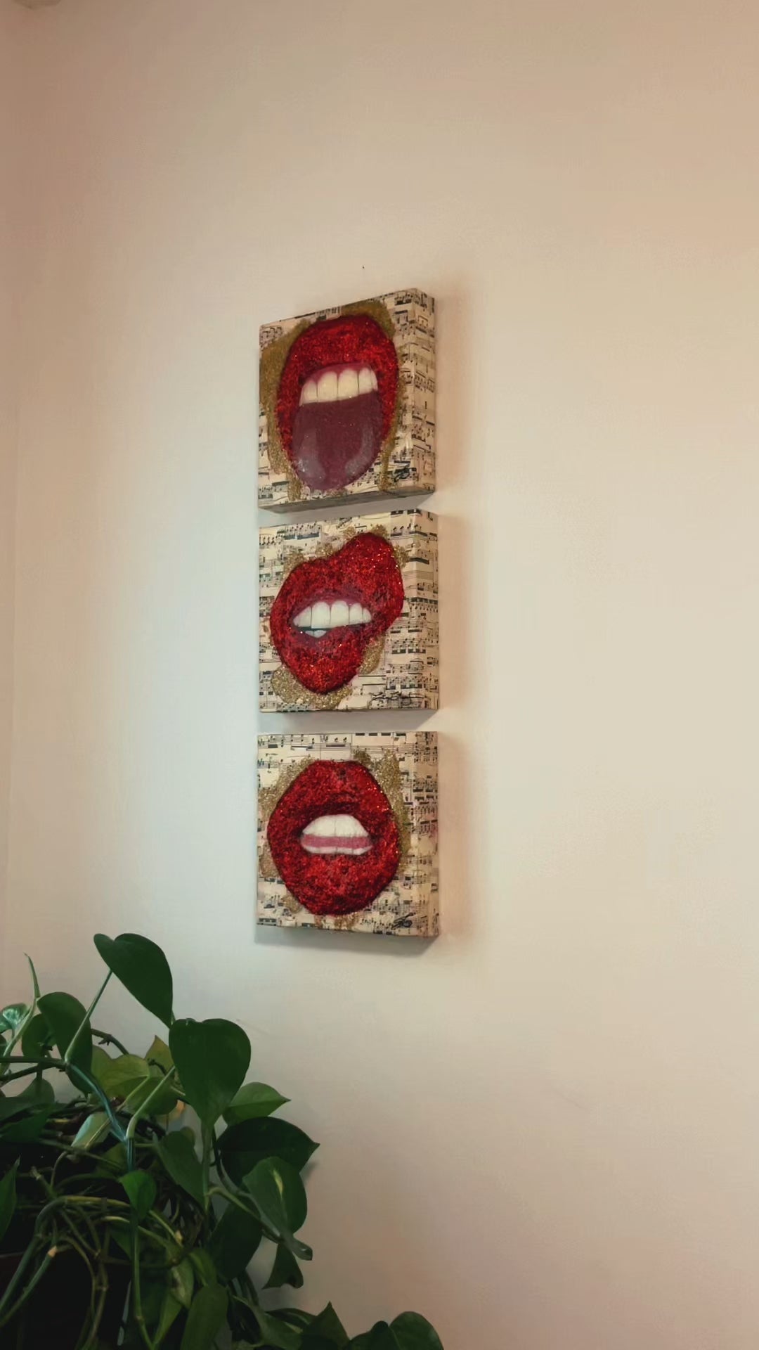 Red Trilogy Canvas Set: Original 8x8 Pop Art (3-Piece Wall Decor)