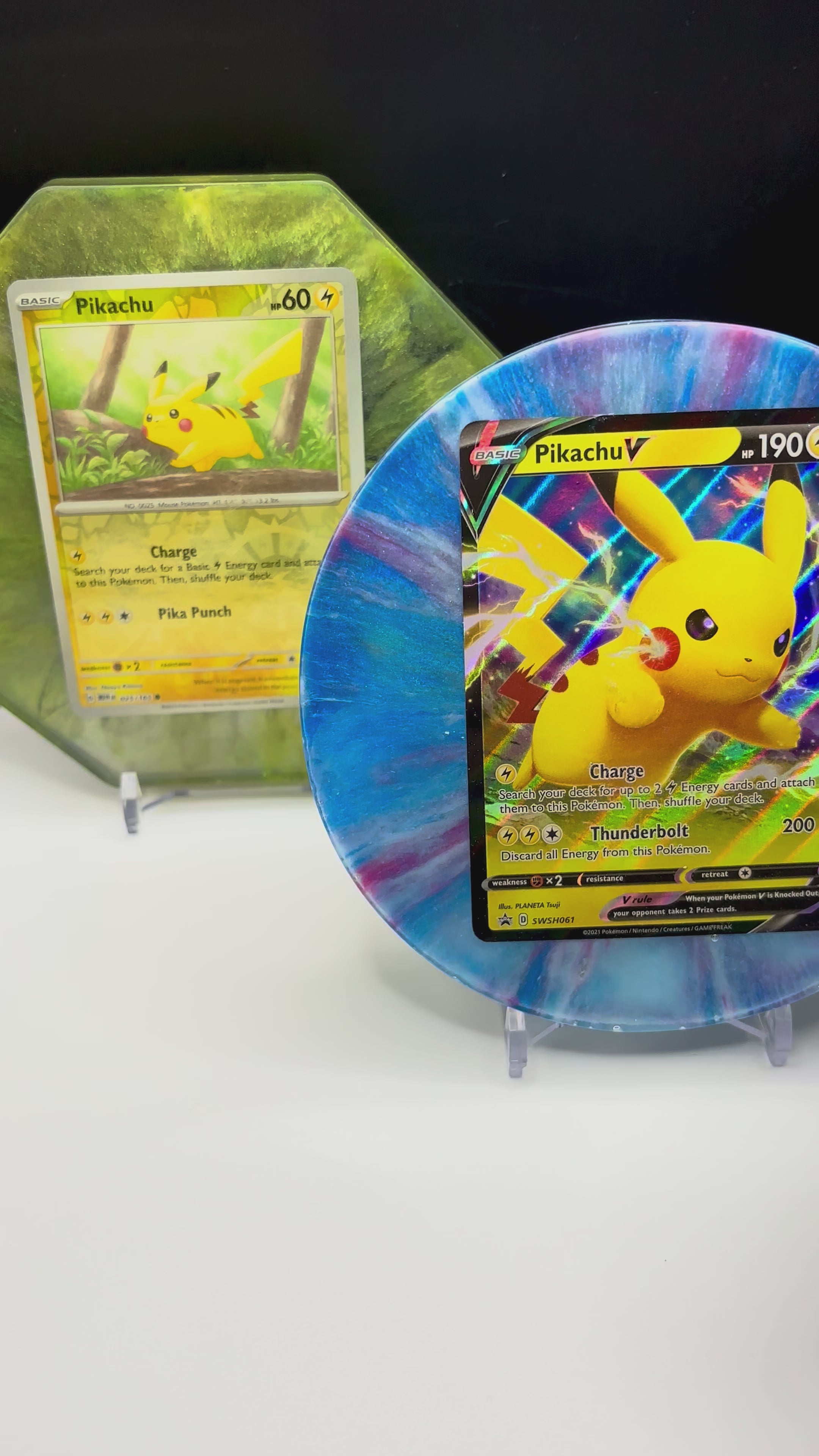 Pikachu Resin Coasters: Handmade Pokémon Card Drink Coasters (Set of 3)